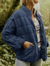 Oversized Gefütterte Übergangsjacke - Eliza – Blau Grau