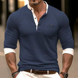 FlexFit – Stylisches Langarmhemd für Herren – Blau