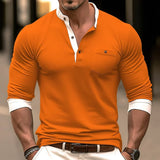 Devan - Stylisches Herren‑Langarmshirt – Orange
