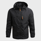 Herren Kapuze Regenjacke | Wasserdichte – Schwarz
