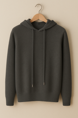 Henry Strickpullover Herren mit Kapuze – Dunkelgrau