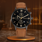 Lässige Herren Analog Quarzuhr Mit Lederarmband und Datum - Timeless Elegance – Braun Rose Gold