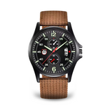Sportliche Militär Quarzuhr Mit Nylonarmband - Robuste Eleganz Für Aktive Lebensstile – Kaffee Schwarz