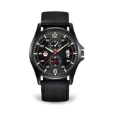 Sportliche Militär Quarzuhr Mit Nylonarmband - Robuste Eleganz Für Aktive Lebensstile – Schwarz Schwarz