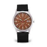 Fadenburg Robuste Outdoor Abenteueruhr mit Nylonarmband und Quarzwerk – Schwarzer Kaffee