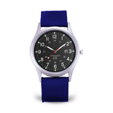 Fadenburg Robuste Outdoor Abenteueruhr mit Nylonarmband und Quarzwerk – Blau Schwarz