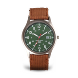 Fadenburg Robuste Outdoor Abenteueruhr mit Nylonarmband und Quarzwerk – Kaffee Grün