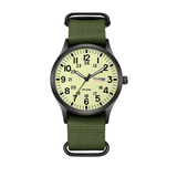 Robuste 24-Stunden Felduhr Mit Stil, Präzisions-Quarzwerk Und Strapazierfähigem Stoffarmband – Grün fluoreszierend