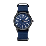 Fadenburg Trailblazer Felduhr – Robuste 24-Stunden-Anzeige, Strapazierfähiges Stoffarmband – Blau