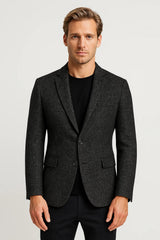 Herren Blazer | Slim-Fit mit Knopfleiste und klarer Silhouette – Schwarz