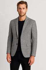 Herren Blazer | Slim-Fit mit Knopfleiste und klarer Silhouette – Grau