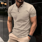 Herren Kurzarm Knöpfen Poloshirt – Beige