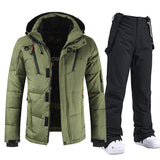 Herren Skianzug | Zweiteilige Ausführung Jacke Latzhose – Olivgrün