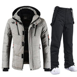 Herren Skianzug | Zweiteilige Ausführung Jacke Latzhose – Grau