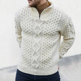 Gestrickt – premium-herrenpullover mit halbem reißverschlusskragen – Weiß