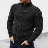Gestrickt – premium-herrenpullover mit halbem reißverschlusskragen – Schwarz