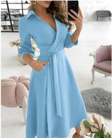 Cyrilla - Elegantes Party-Wickelkleid für Damen – Blau