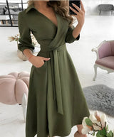 Cyrilla - Elegantes Party-Wickelkleid für Damen – Grüne Armee