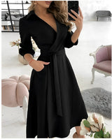 Cyrilla - Elegantes Party-Wickelkleid für Damen – Schwarz