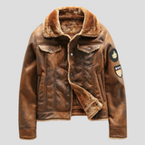 Herren-Bikerjacke Im Klassischen Stil - Mio – Braun