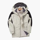Herren Outdoor Jacke mit Reißverschluss und abnehmbarer Kapuze – Weiß