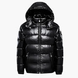 Herren Steppjacke mit Kapuze – Schwarz