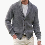 Herren Strickjacke mit Schalkragen und Knopfleiste – Grau