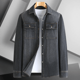 Herren Denim Hemd Baumwolle Casual Stil – Denim Schwarz