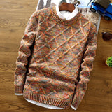 Herren Grobstrickpullover Wolle Moderner Stil – Orange