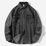 Herren Hemd Denim 100% Baumwolle Komfortabel Stilvoll – Schwarz
