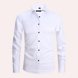 Herren Hemd Klassischer Schnitt Stretch Komfort – Weiß