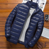 Florian | Steppjacke mit Kapuze für Winter – Marineblau (Kragenstil)