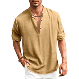 Herrenhemd Baumwolle Klassisch Elegant Langarm – Khaki