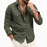 Herrenhemd Leicht Casual Stil – Olivegrün