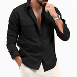 Herrenhemd Leicht Casual Stil – Schwarz