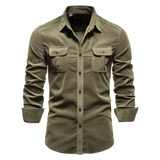 Herrenhemden Langarm Atmungsaktiv Modernes Design – Olive