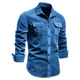 Herrenhemden Langarm Atmungsaktiv Modernes Design – Blau