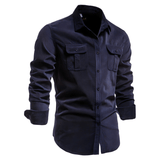 Herrenhemden Langarm Atmungsaktiv Modernes Design – Marineblau