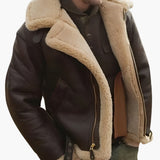 Herrenjacke mit Reißverschluss und Kunstfellfutter – Braun