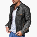 Herrenjacke mit Reißverschluss und Stehkragen – Schwarz