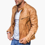 Herrenjacke mit Reißverschluss und Stehkragen – Braun