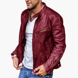 Herrenjacke mit Reißverschluss und Stehkragen – Rot