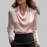 Andrea | Elegante Bluse mit drapiertem Ausschnitt – Rose