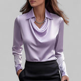 Andrea | Elegante Bluse mit drapiertem Ausschnitt – Lila