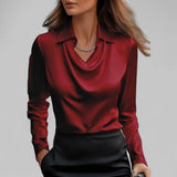 Andrea | Elegante Bluse mit drapiertem Ausschnitt – Rot