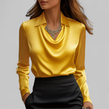 Andrea | Elegante Bluse mit drapiertem Ausschnitt – Gelb