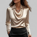 Andrea | Elegante Bluse mit drapiertem Ausschnitt – Champagner