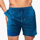 Herren-Badeshorts mit Kompressions- und schnell trocknendem Stoff – Blauer Diamant