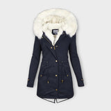Ivanelle – Winterjacke mit Fellkapuze – Blau