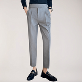 Theodore | Hochbund Doppelte Bundfalten Hose – Grau